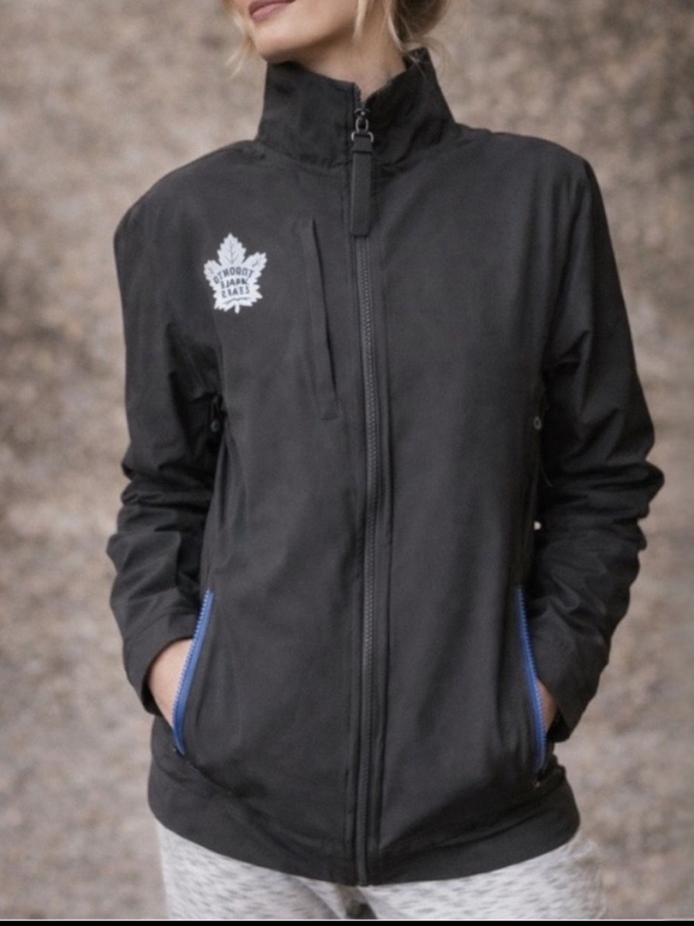 NHL Authentic Pro Fanatics Toronto Maple Leafs Windbreaker Jacket Black Sz Small